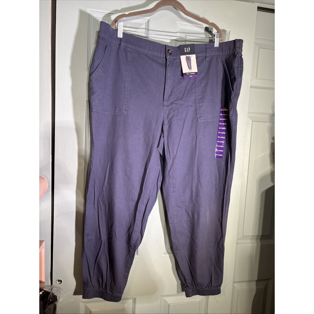 NWT GAP Twill Jogger Womens Size 2X Blue Mid Rise Fly Front Elastic Back NWT